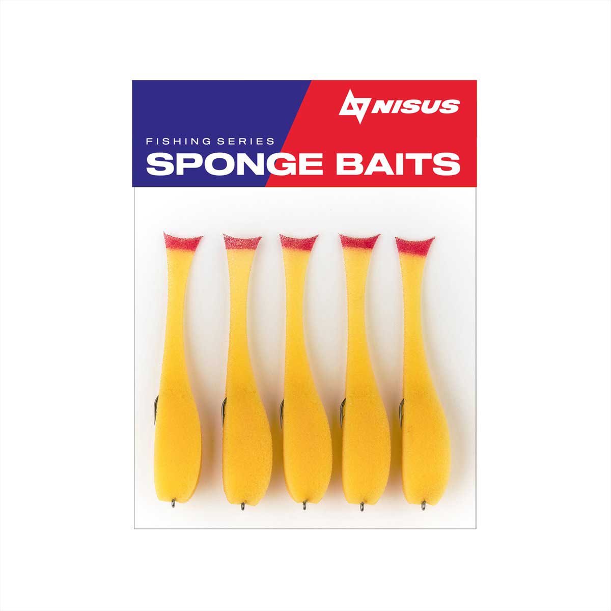 5" Sponge Bait with an Offset Hook for Predatory Fish, Multi-Colored, 5 pcs