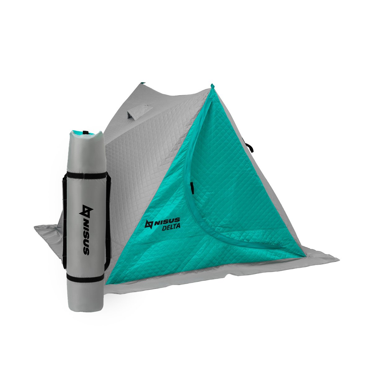 Delta Portable Insulated Ice Fishing Tent Shelter for 2 Persons has a carrying bag attached