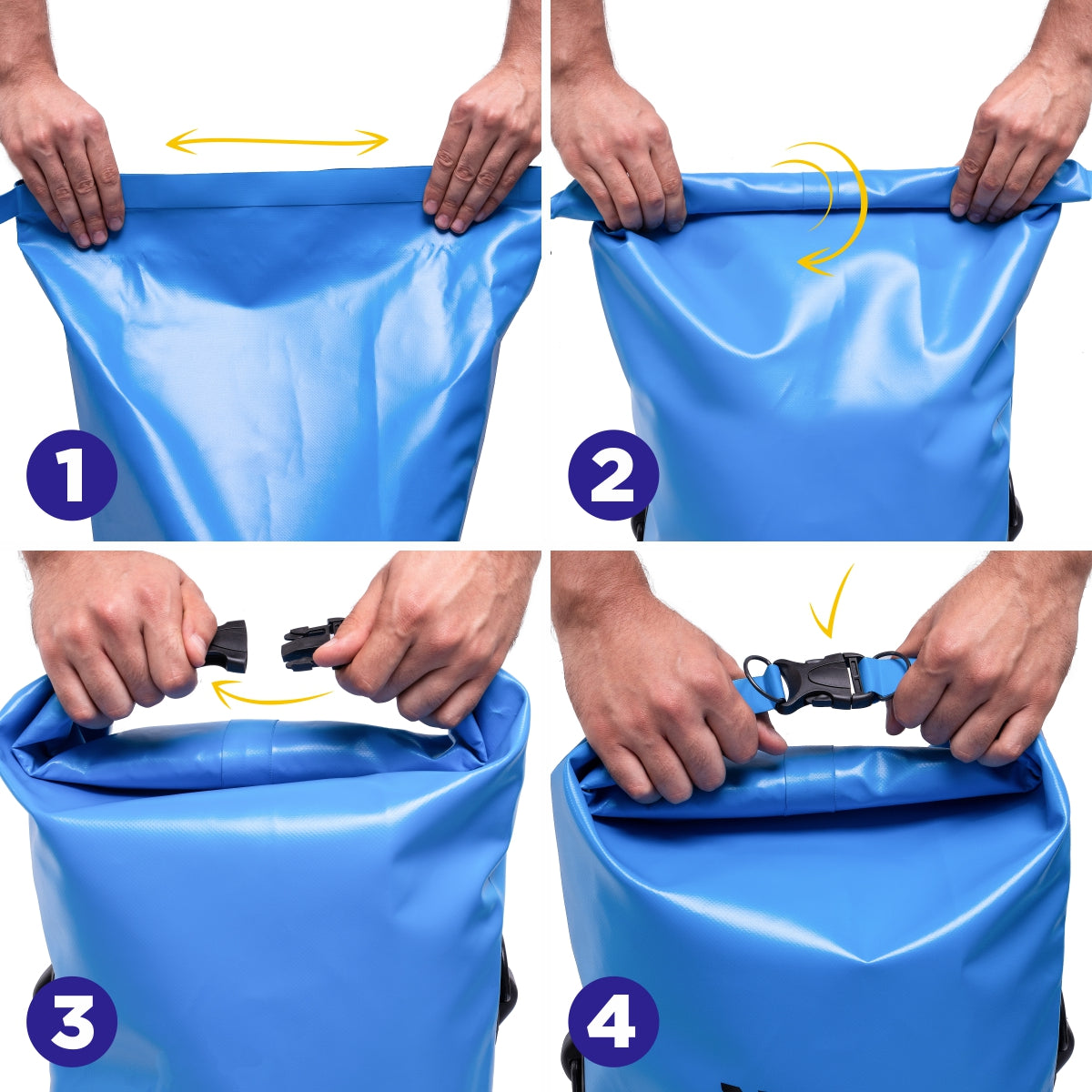 90L Waterproof Bag, Large Dry Bag Yellow/Blue/Khaki