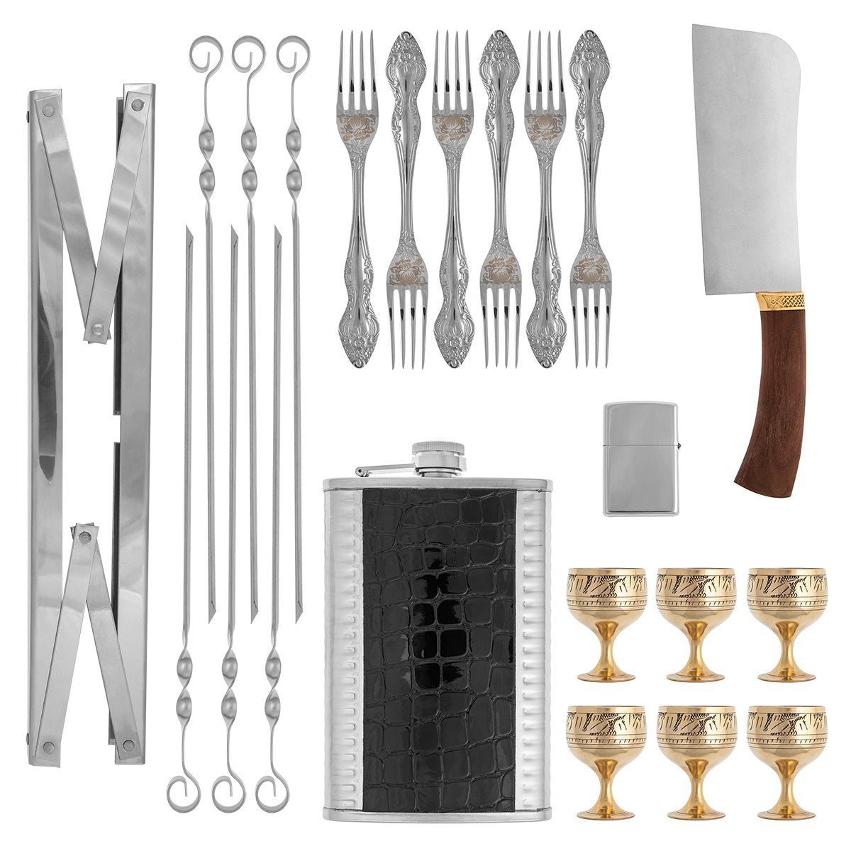 Exclusive Picnic/Barbecue Gift Set for 6-Persons With Hand-Crafted Knife