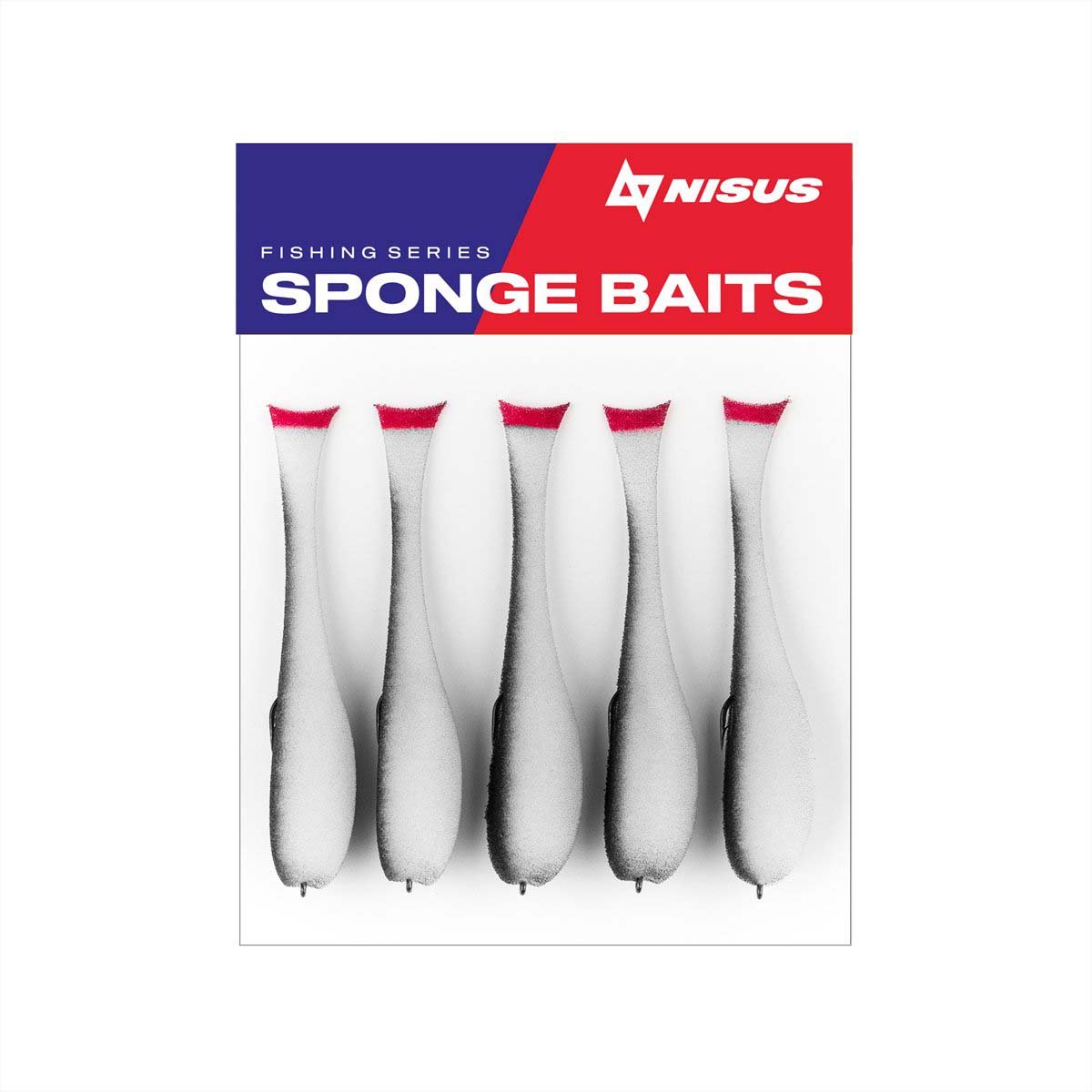 Nisus 4 inch Sponge Fishing Lure, offset hook, pack of 5