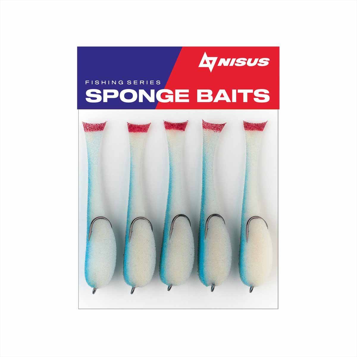 5" Sponge Bait with a Double Hook for Predatory Fish, Multi-Colored, 5 pcs
