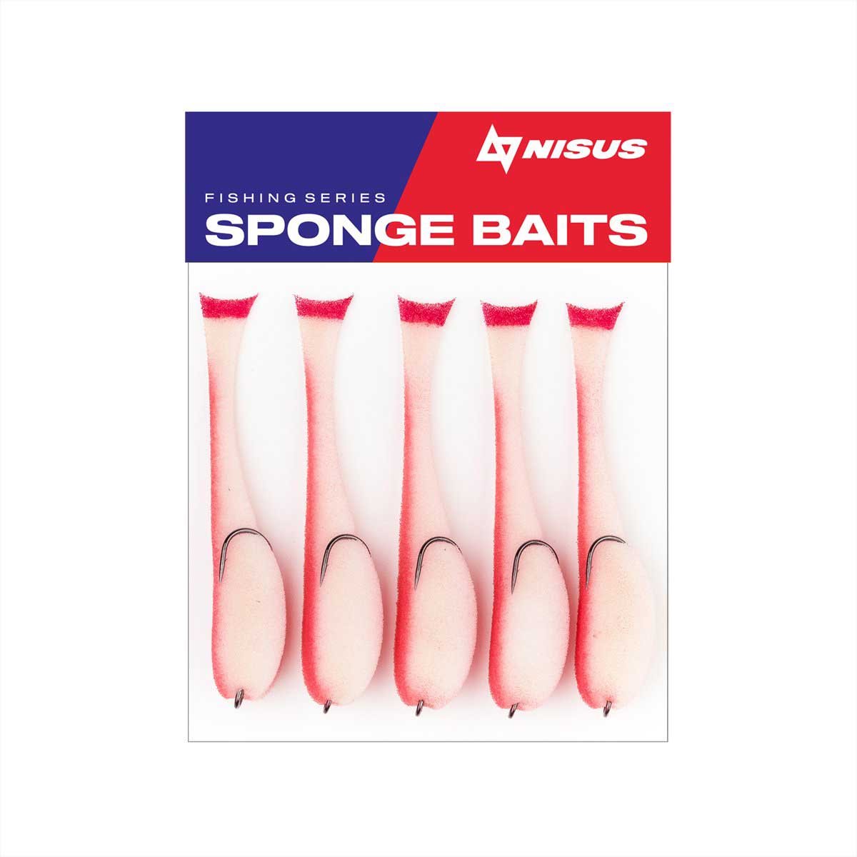 5 Sponge Bait with A Double Hook for Predatory Fish, Multi-Colored, 5 Pcs, Yellow&Red