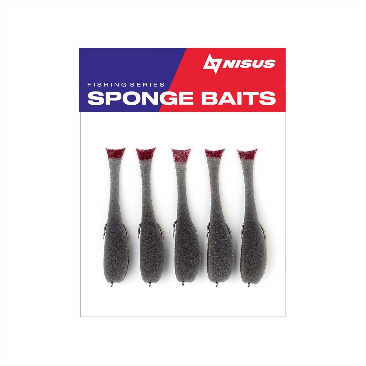 Nisus 3.5 inch Sponge Fishing Lure, offset hook, pack of 5