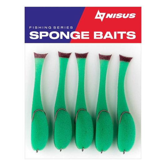 5" Sponge Bait with a Double Hook for Predatory Fish, Multi-Colored, 5 pcs