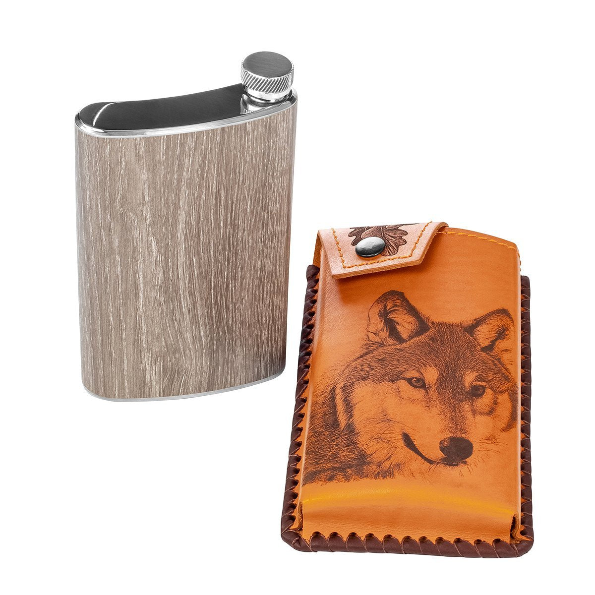 Stainless Steel Hip Alcohol Flask in Case 15 oz