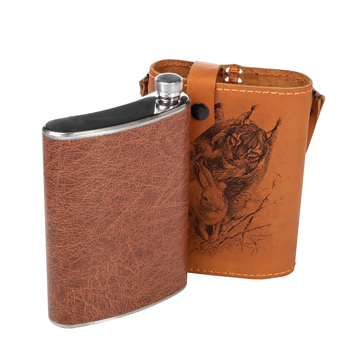 Stainless Steel Hip Alcohol Flask in Case 24 oz