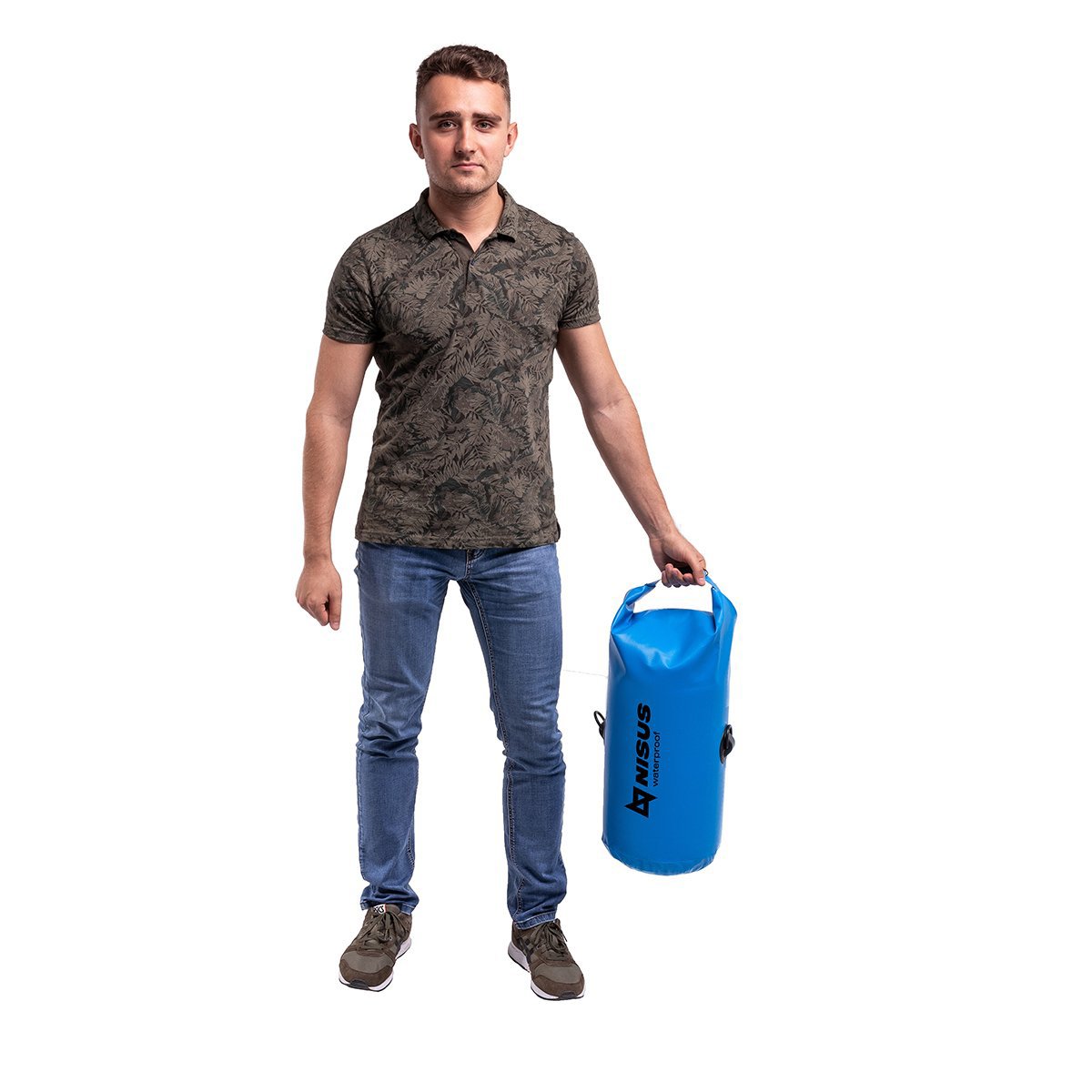 A man carrying a 15 L Small Portable Waterproof Dry Bag
