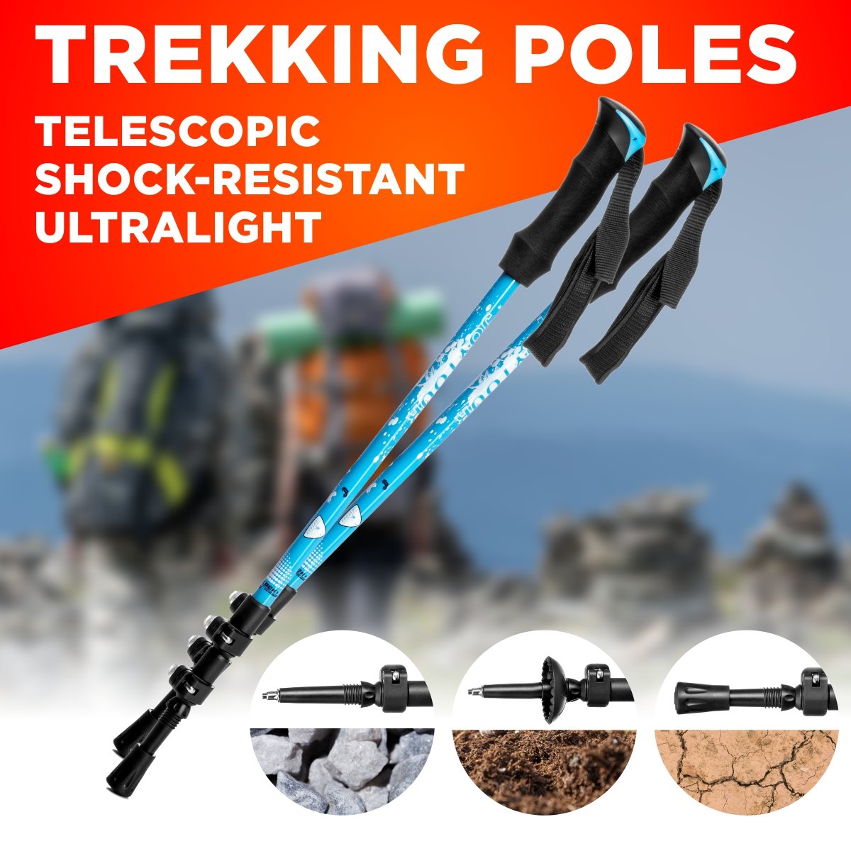 Telescopic Shock-Resistant Ultralight Trekking Poles 2PCS