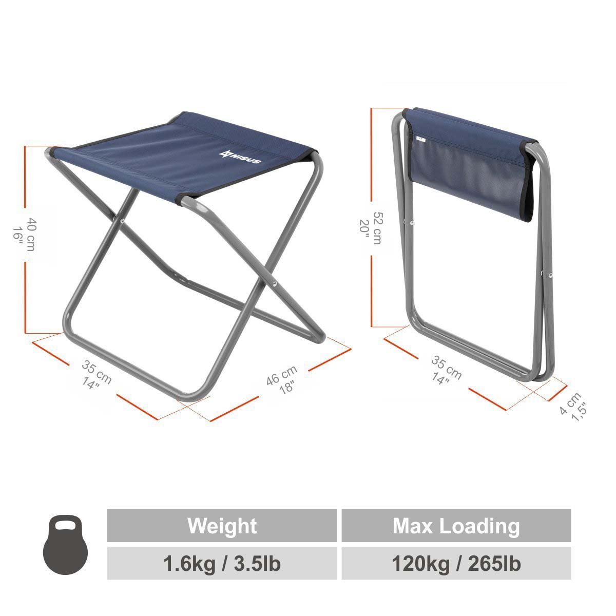 Folding Tourist Stool for Camping, Set of 2