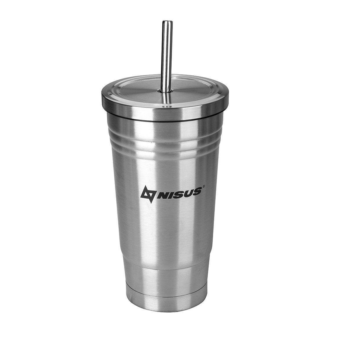 Nisus Stainless Steel Tumbler with Straw and Lid, 16 oz