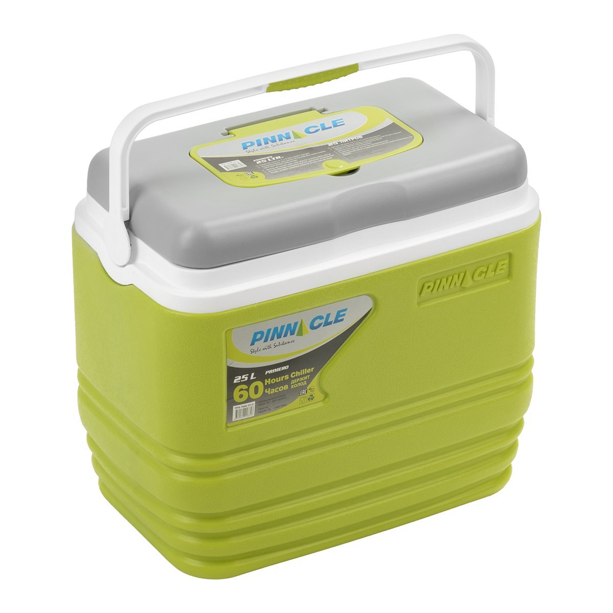 Primero Portable Camping Ice Chest with Lid Cup Holders, 26 qt, Green