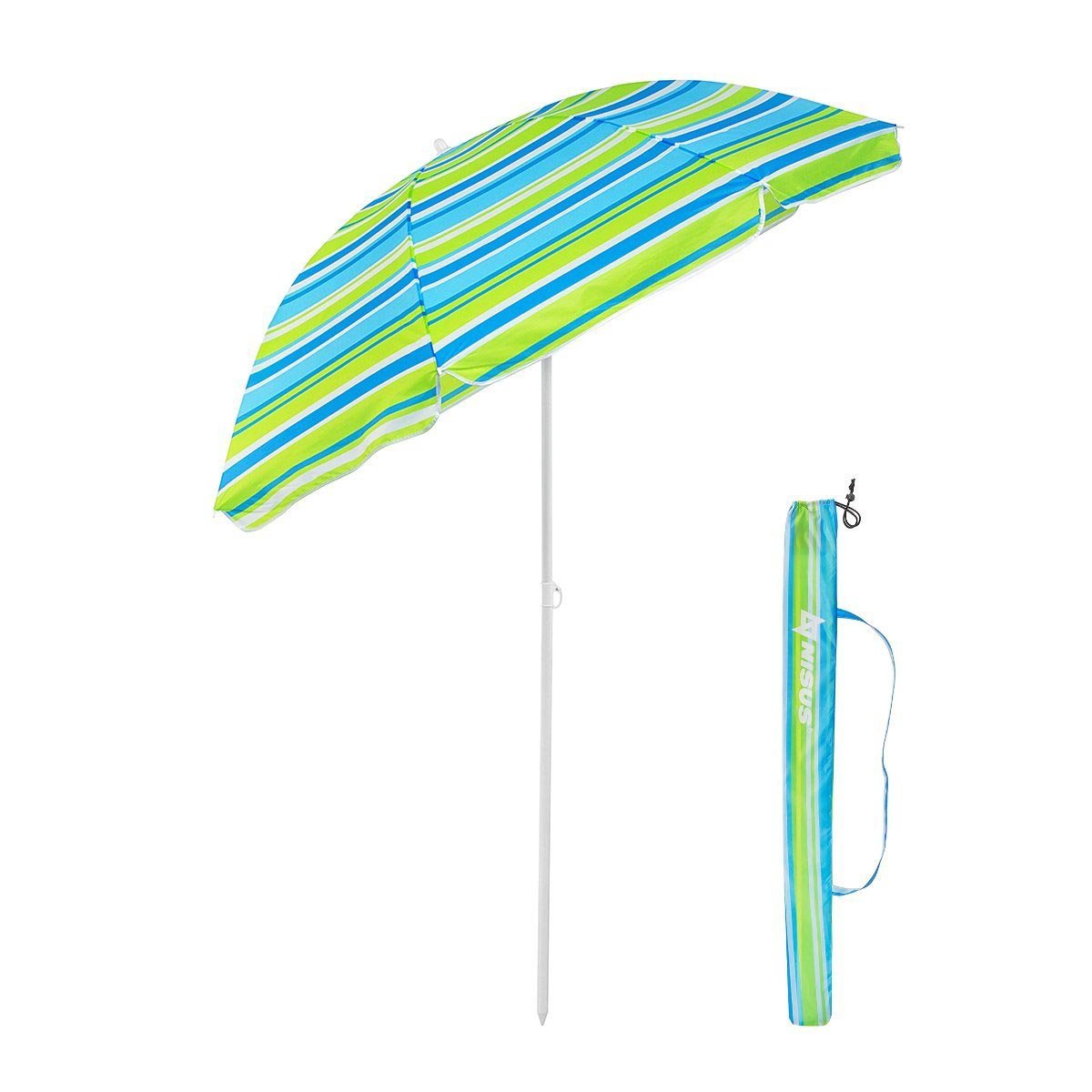 4, 5 ft Sea-Green Tilting Beach Umbrella with Carry Bag