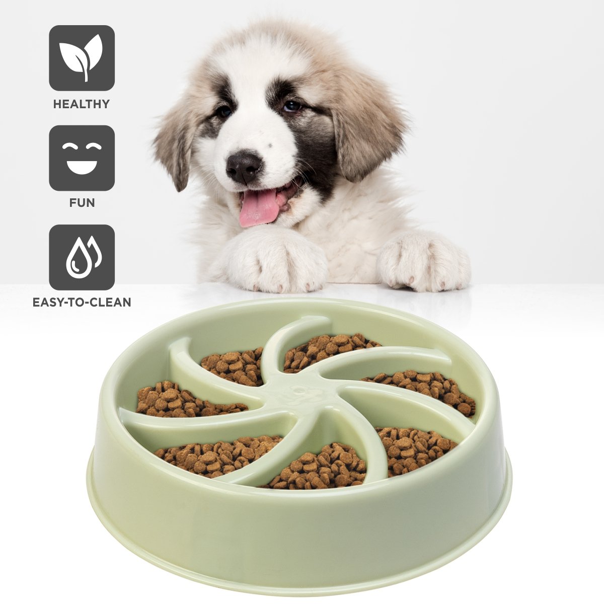 Dog Slow Feeder Bowl Green Pink