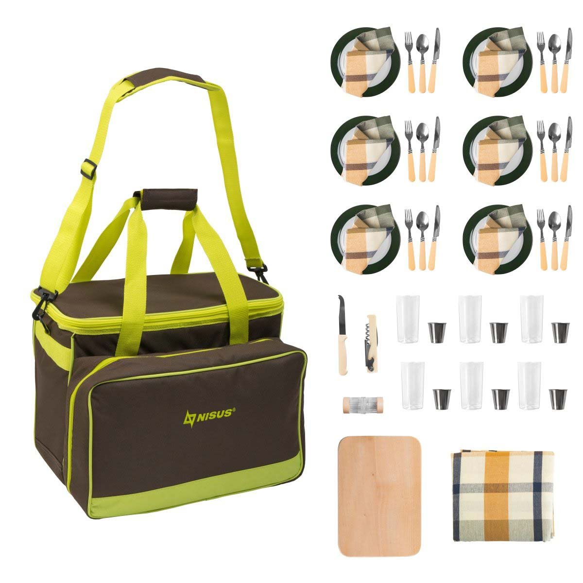 Nisus Insulated Picninc Bag with tableware for 6 persons