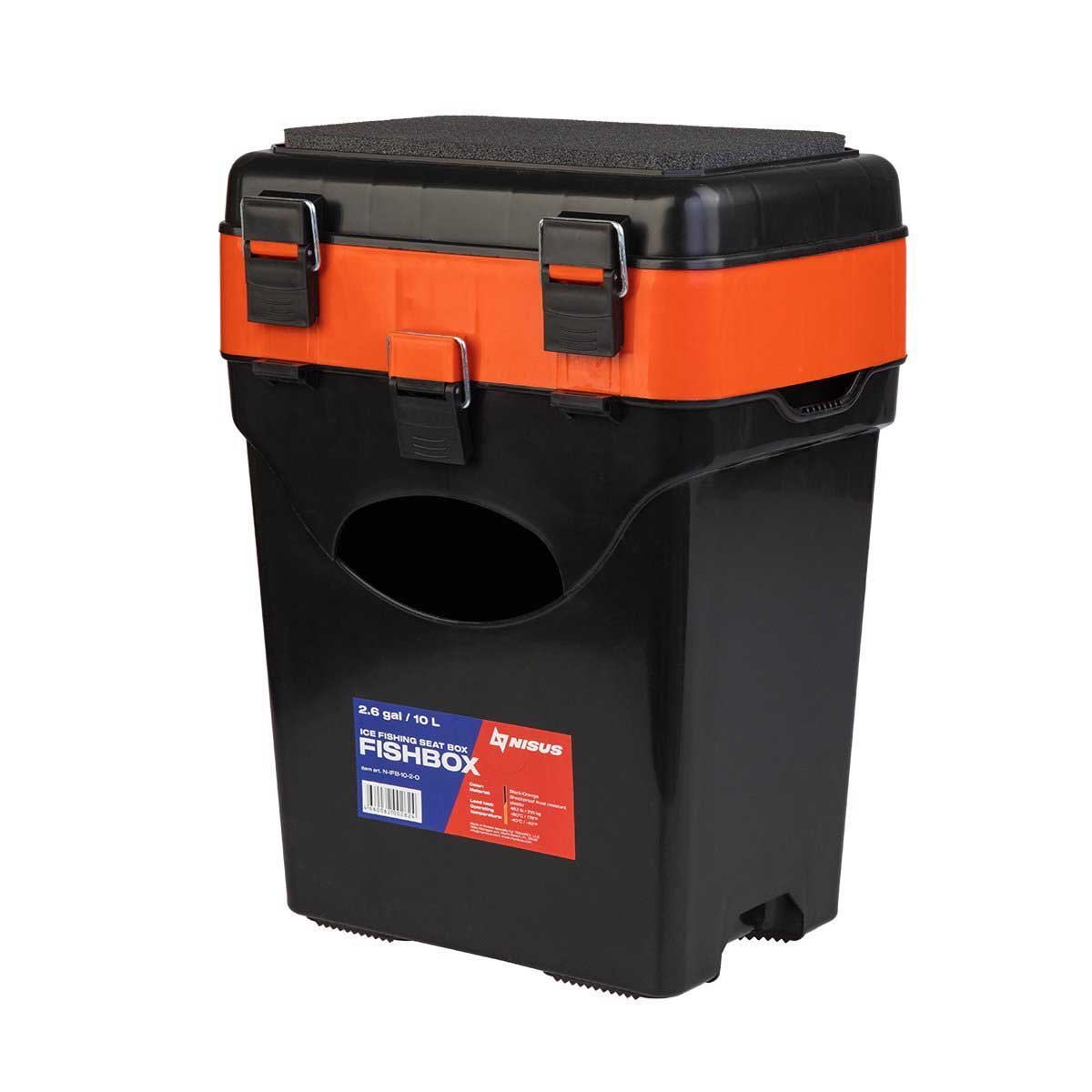 FishBox 10 liter SeatBox for Ice Fishing, 2 Compartments, Orange