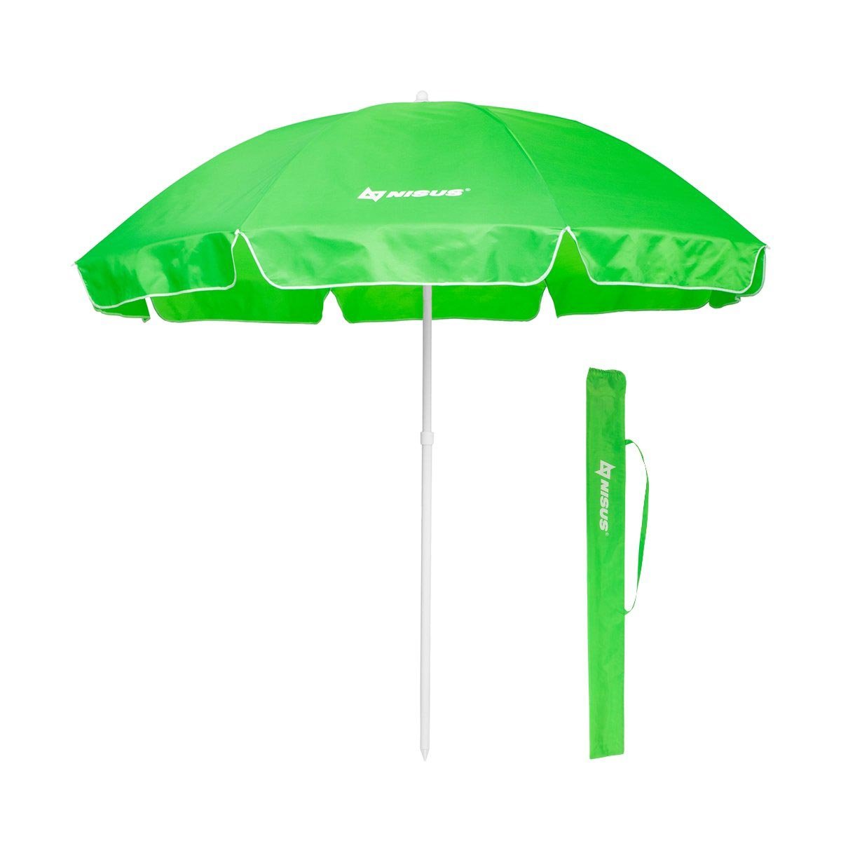5, 6 ft Green Folding Beach Umbrella with Carry Bag