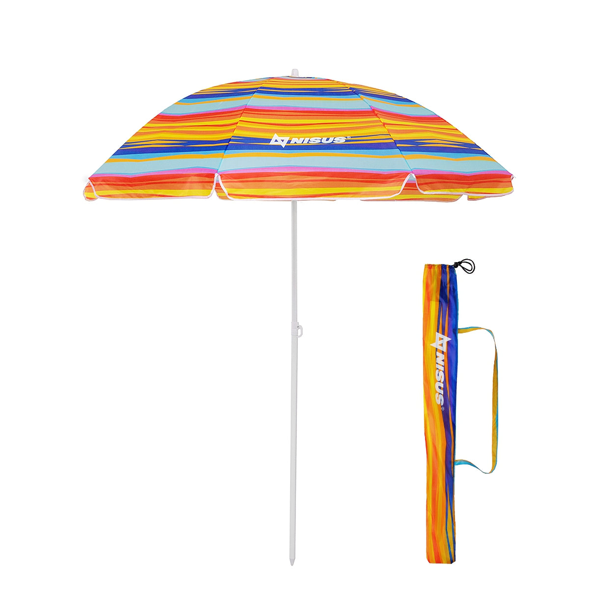 Nisus small bright folding beach umbrella with a carry bag