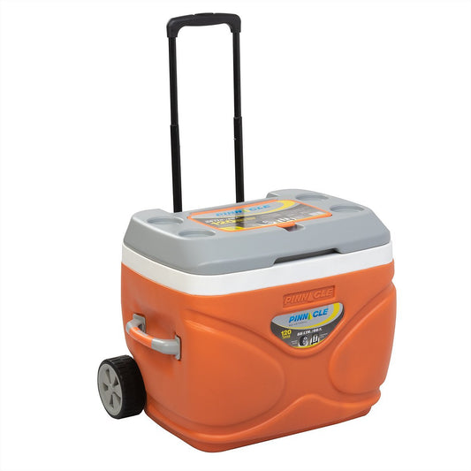 Prudence Wheeling Ice Chest with Retractable Handle, 69 qt, Orange