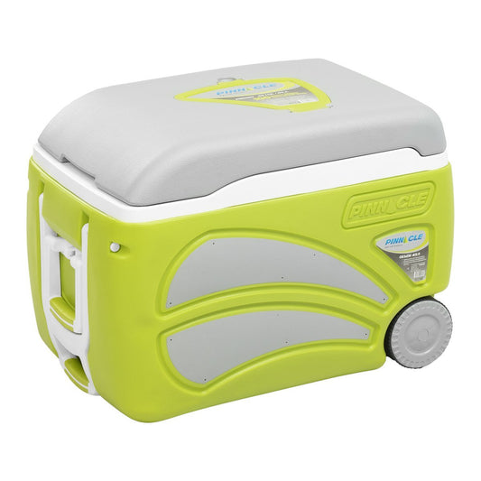 Proxon Spacious Wheeling Camping Ice Chest with a Side Handle, 47 qt, green color