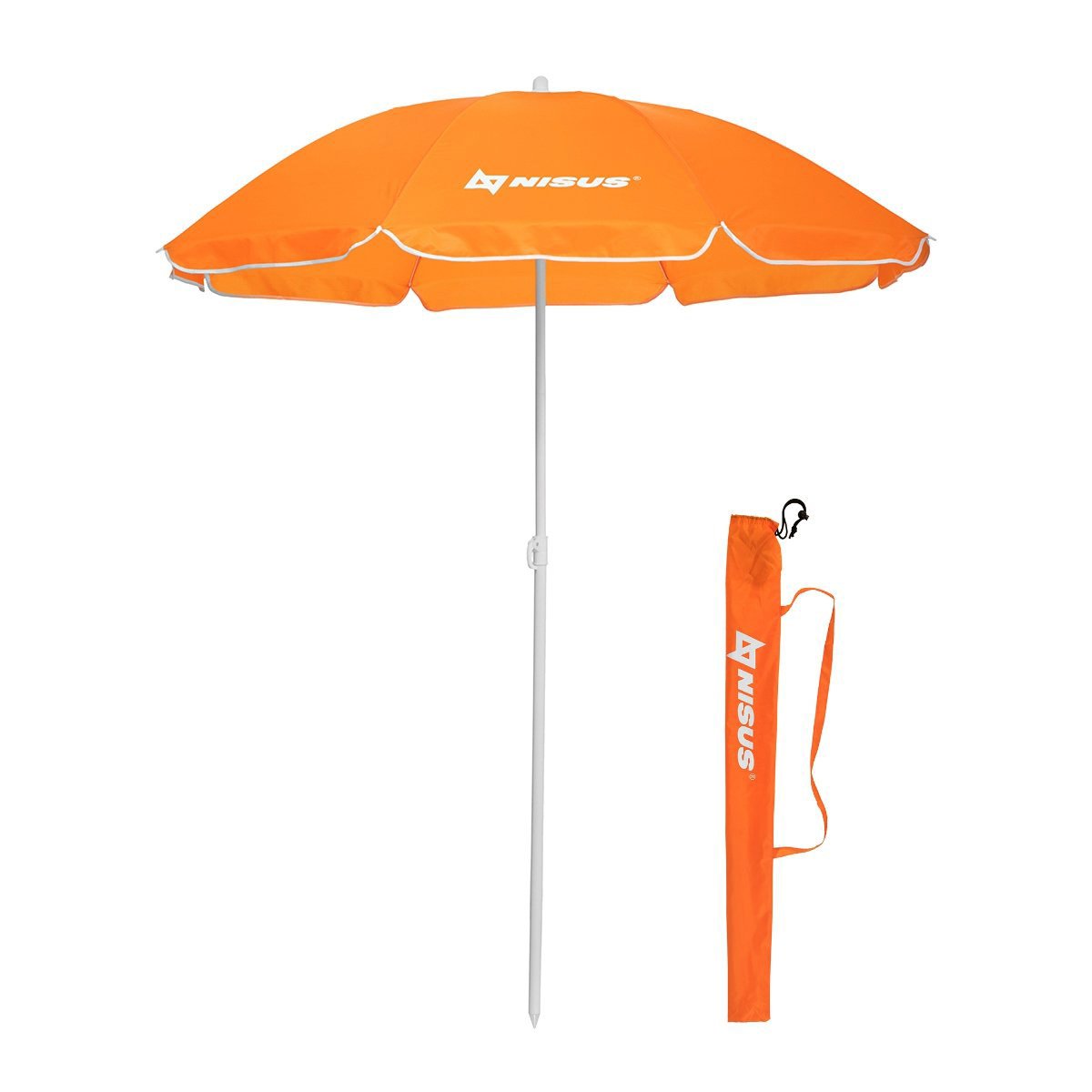4, 5 ft Orange Folding Beach Umbrella with Carry Bag