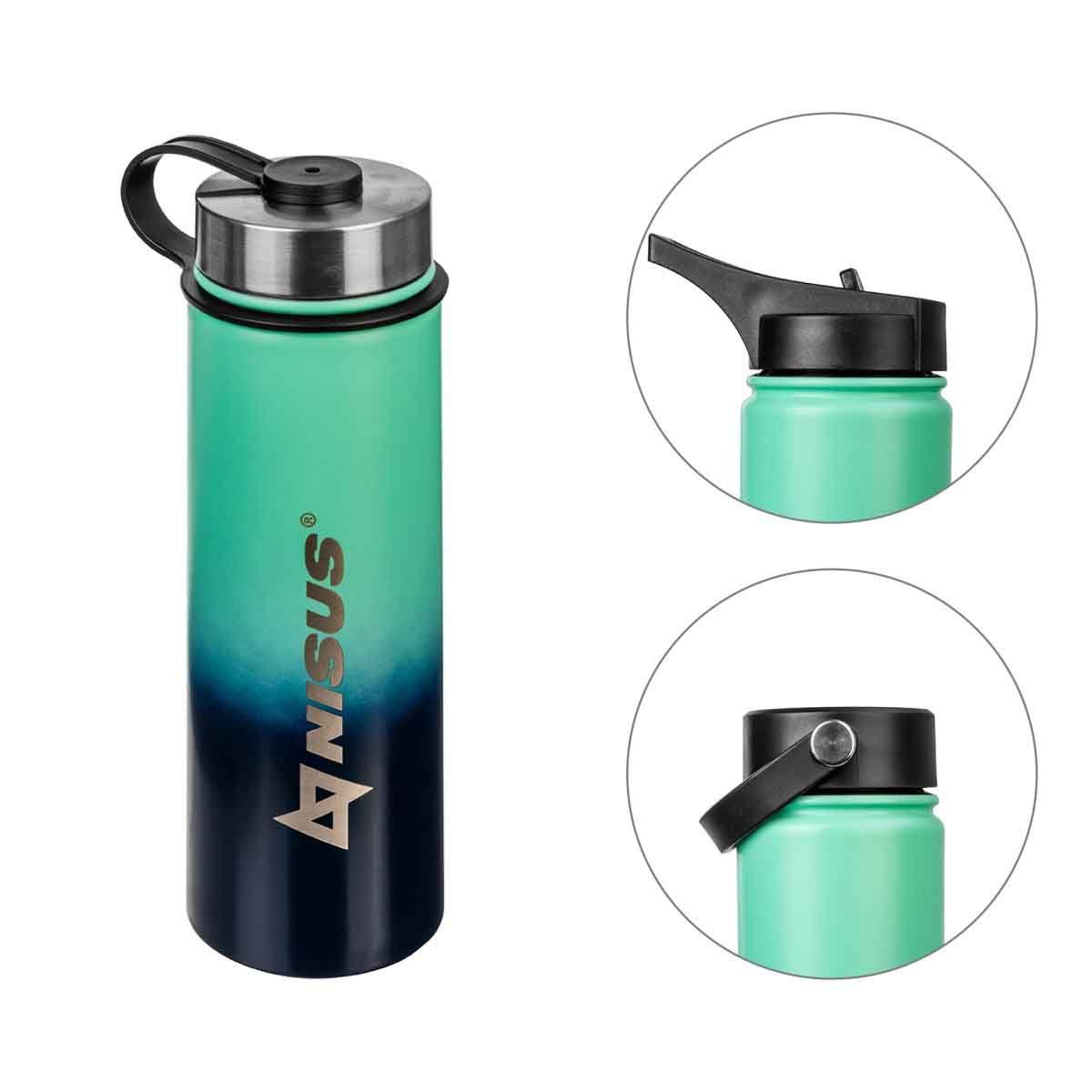 Stainless Steel Water Bottle with 3 Lid Types, 18 oz, Double Colored