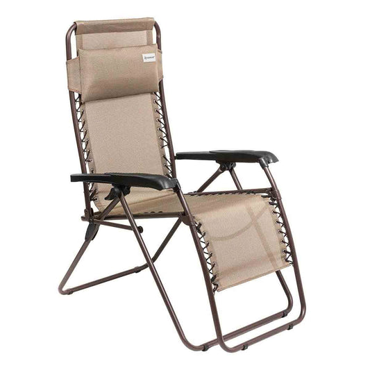 Zero Gravity Folding Patio Chair with Padded Pillow, Beige