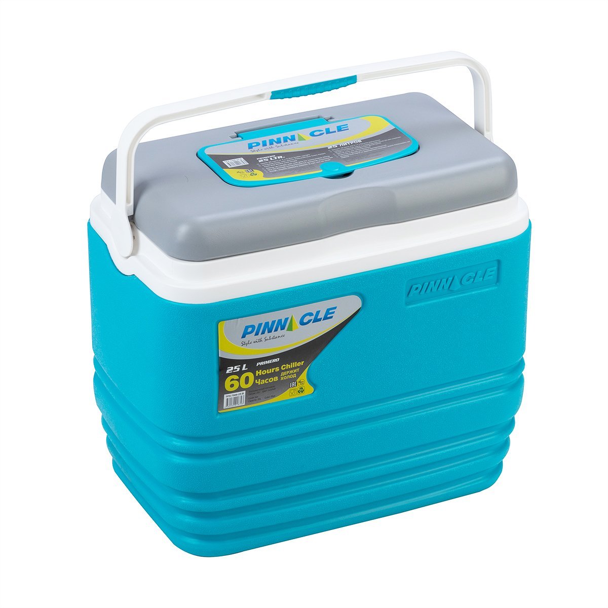 Primero Portable Camping Ice Chest with Lid Cup Holders, 26 qt, Blue
