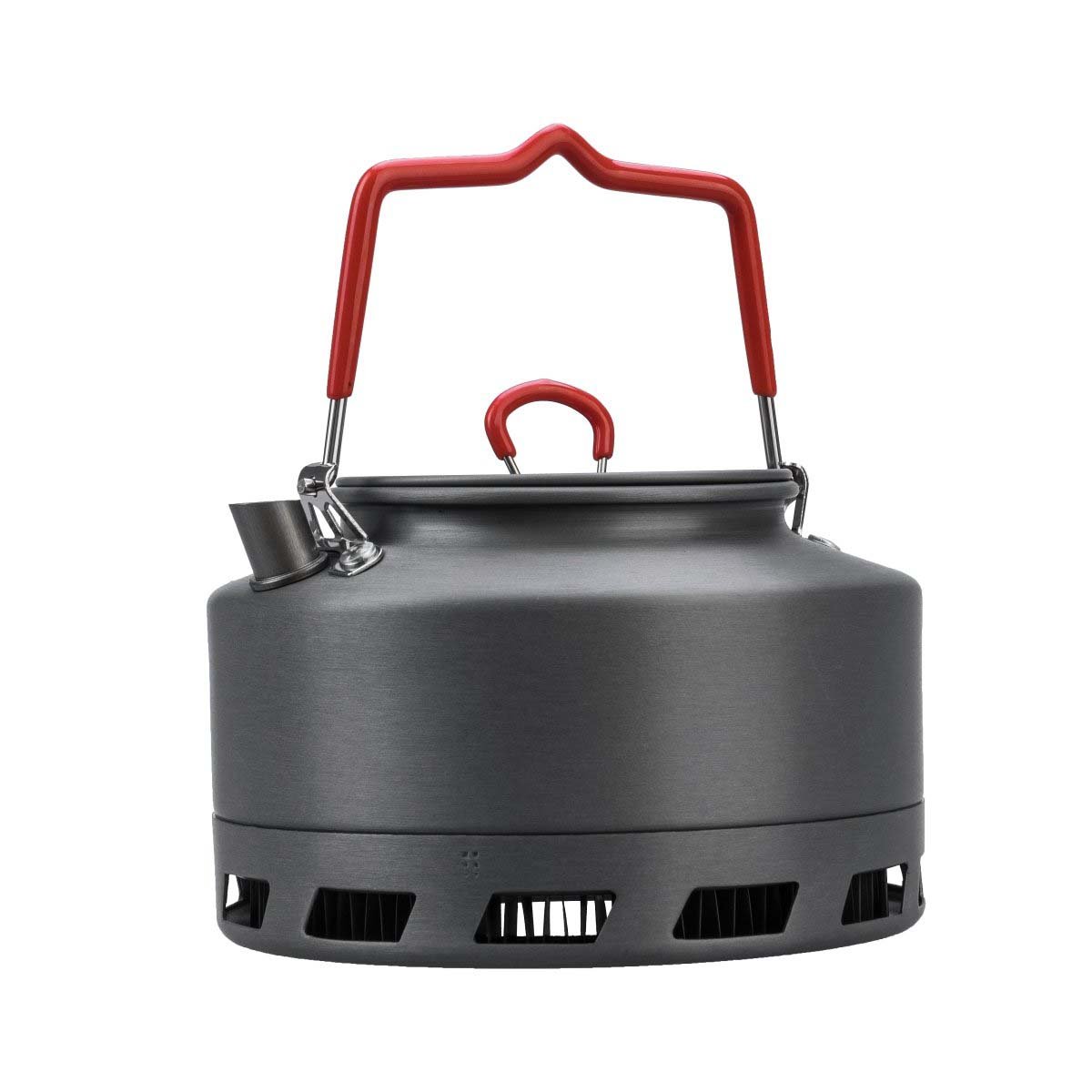 Compact Outdoor Anodized Aluminum Kettle for Camping with Windscreen Bottom