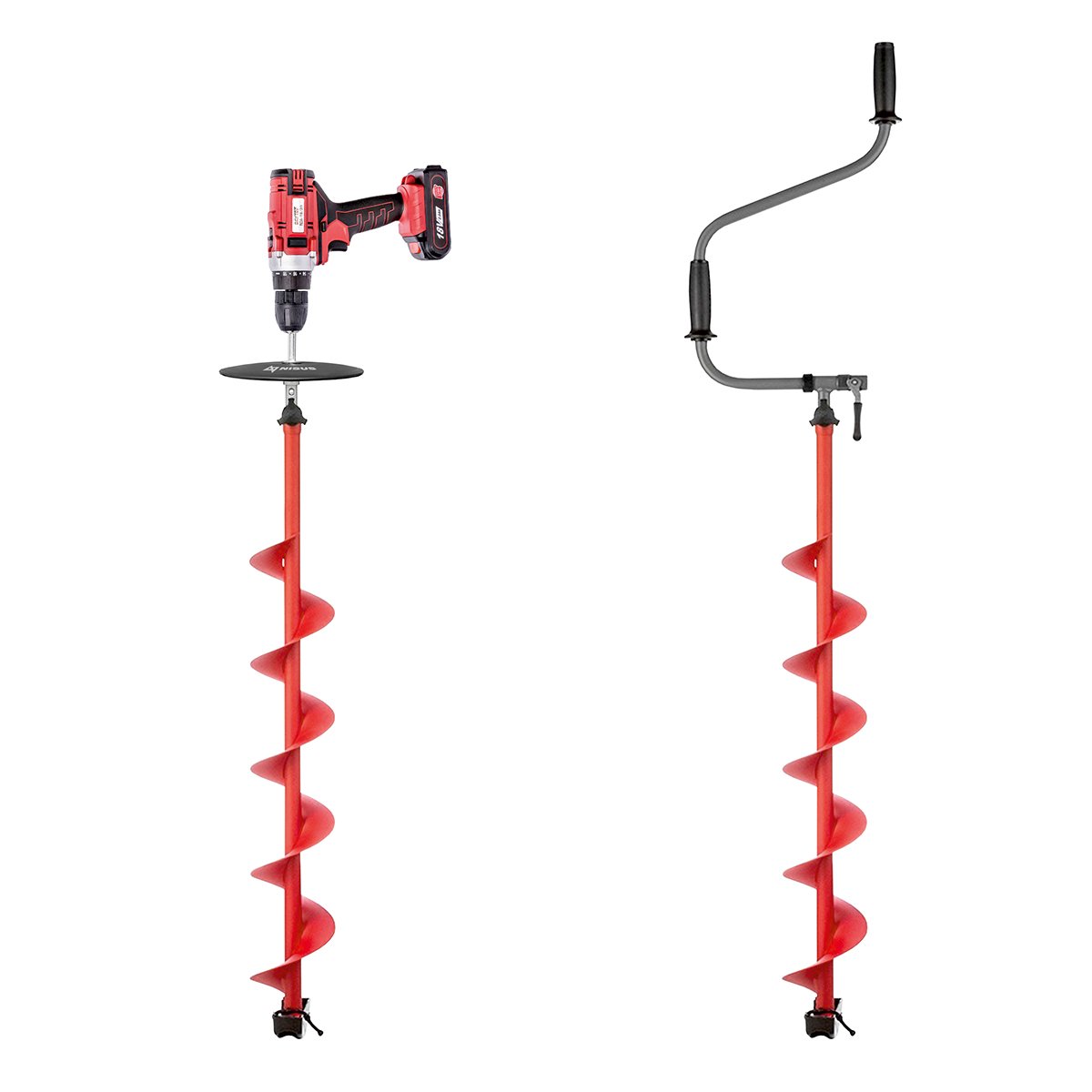 Buran Ice Fishing Auger is easily turned into a power auger with the help of ice auger drill adapter with a safety plate