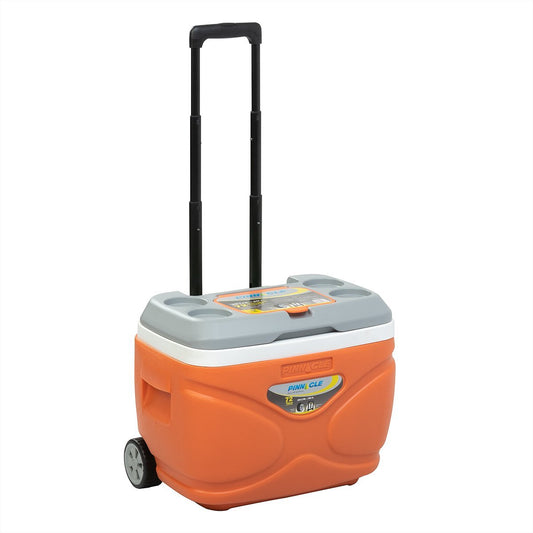Prudence Wheeling Ice Chest with Retractable Handle, 31 qt, Orange