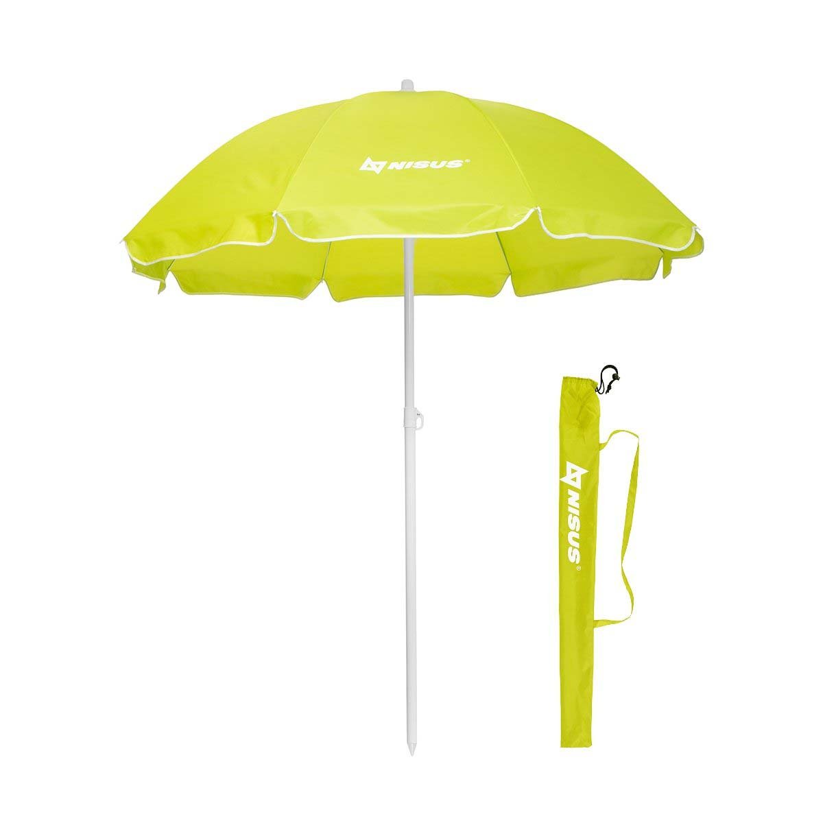 5, 6 ft Lime Green Folding Beach Umbrella with Carry Bag