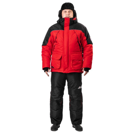 Angler Pro Jacket and Bibs Windproof Winter Set for Men, Red
