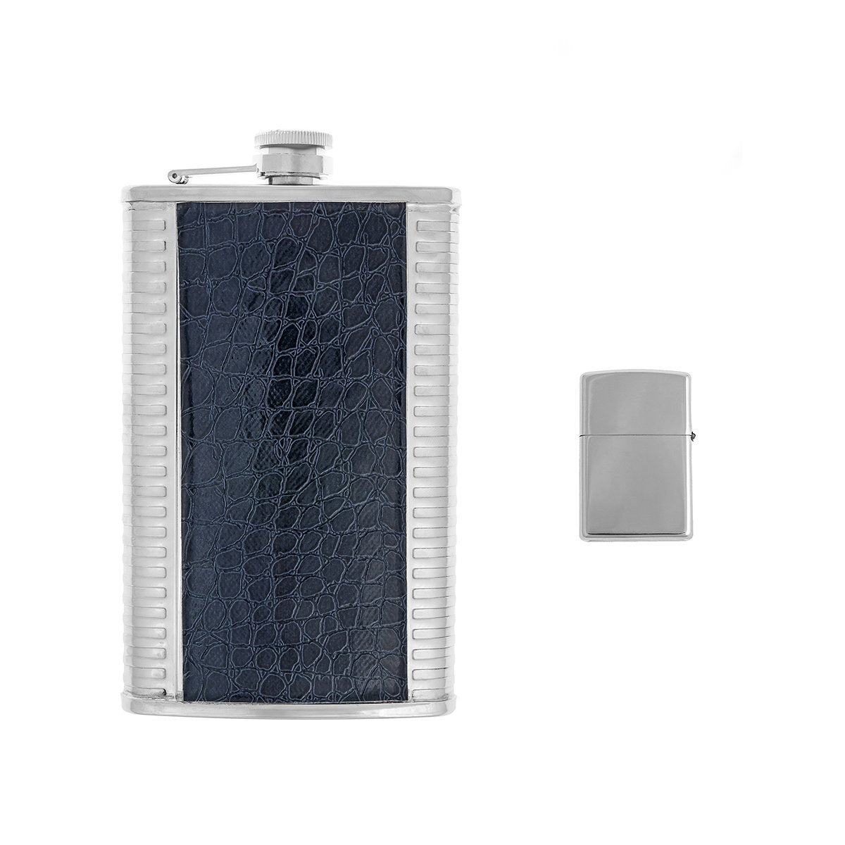 Stainless Steel Flask in Genuine Leather Hunter's Bag