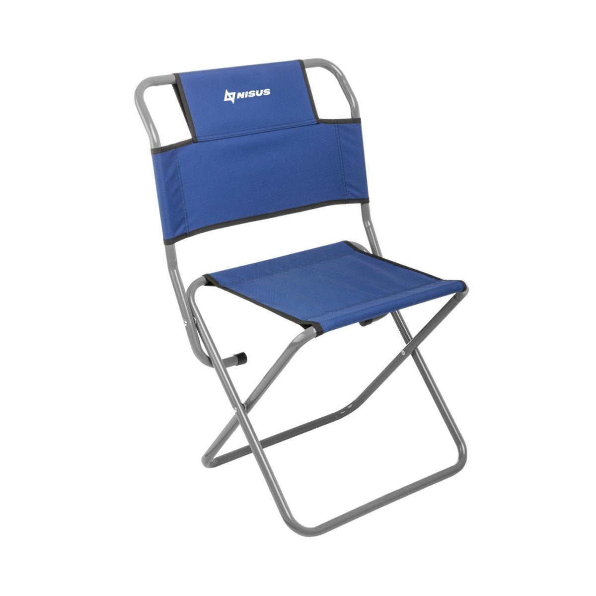 Nisus blue folding camping chair with back support