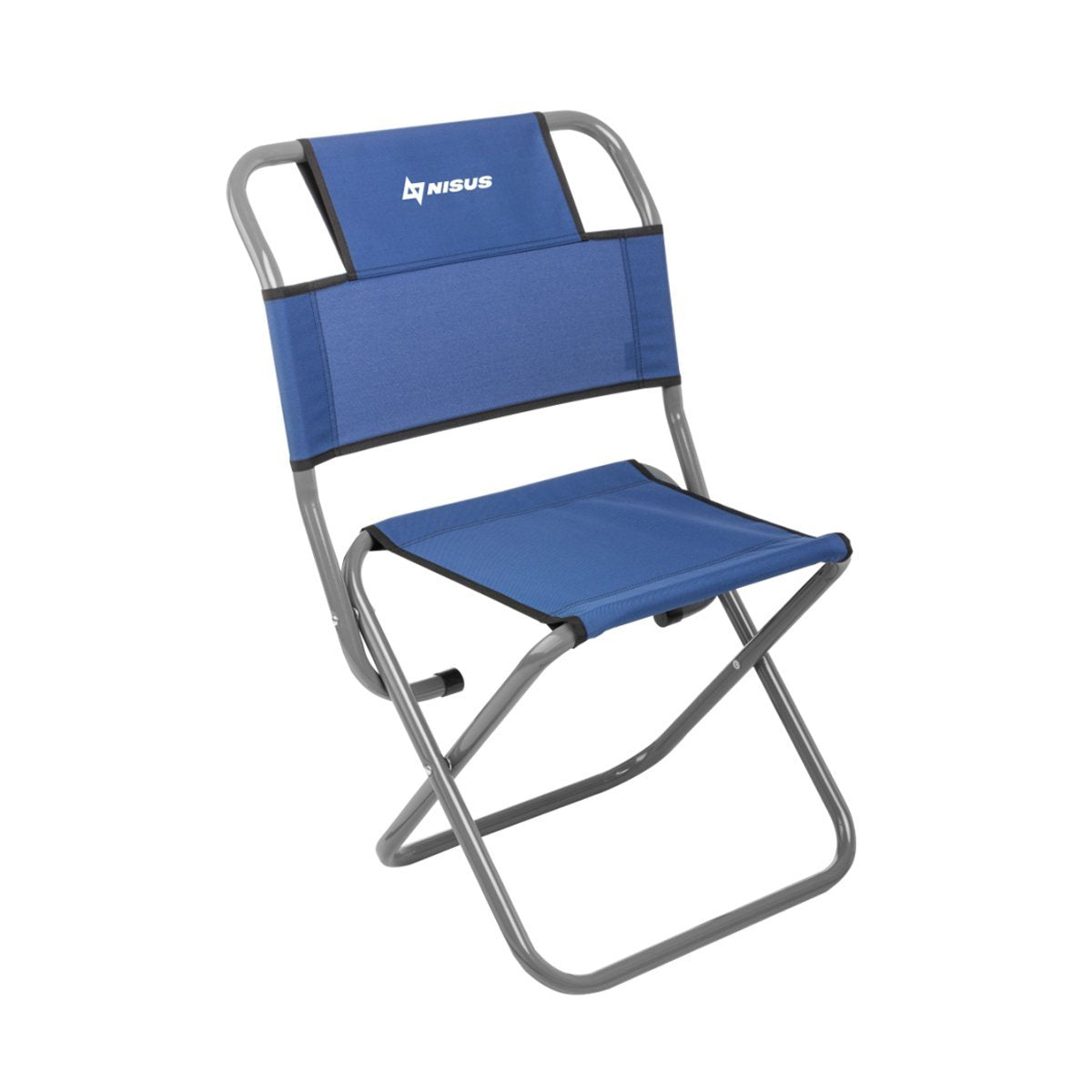 Nisus blue folding camping chair with a back