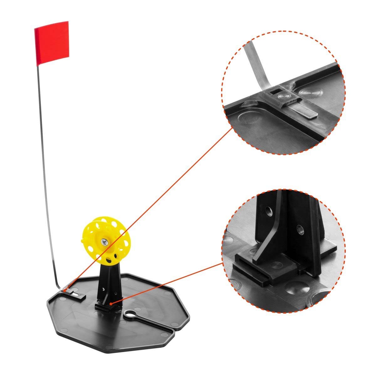 The flag shaft is reliably fixed at the base of Tip-up Pop-Up Integrated Hole-Cover Easy to Clip