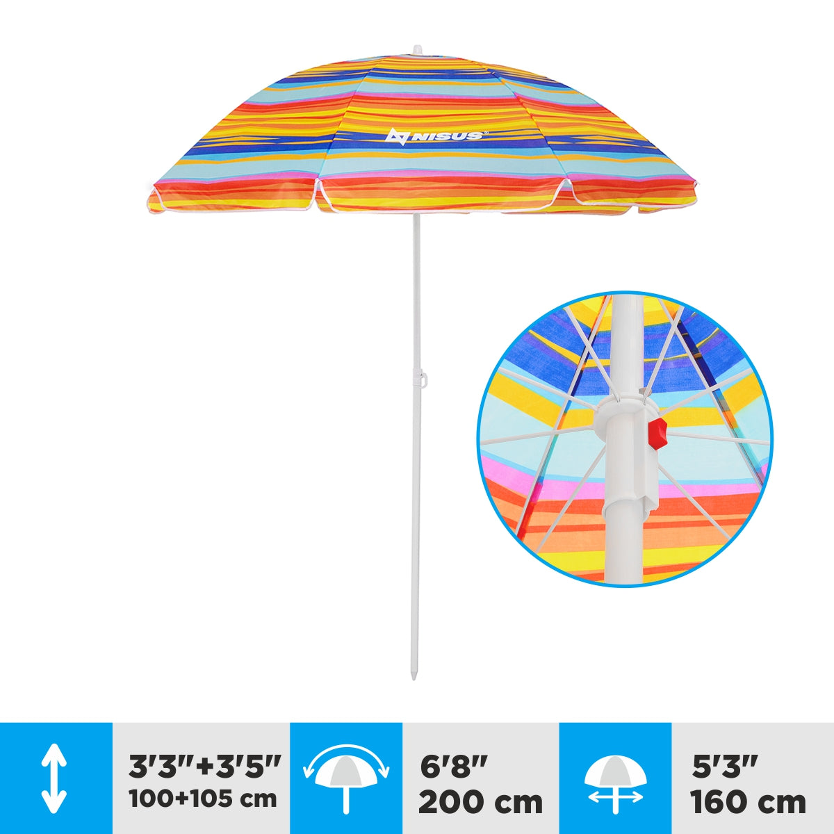 4 ft, 5 ft  Bright Folding Beach Umbrella with Carry Bag