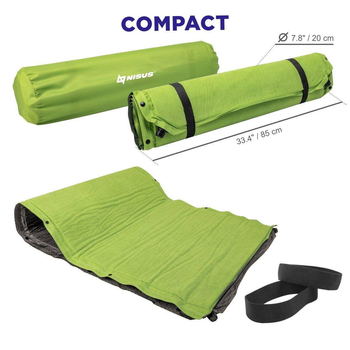 2-inch Lightweight Self Inflating Camping Sleeping Pad is stored in a travel case
