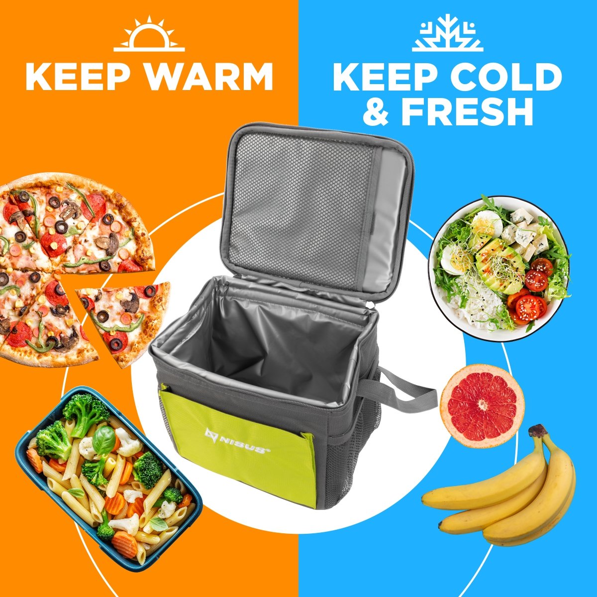 Beach Soft Sided Cooler Bag keeps food either warm or cold depending on your needs