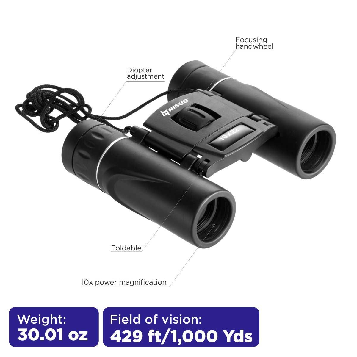 Lightweight and powerful 10х22 Nisus Mini Binocular