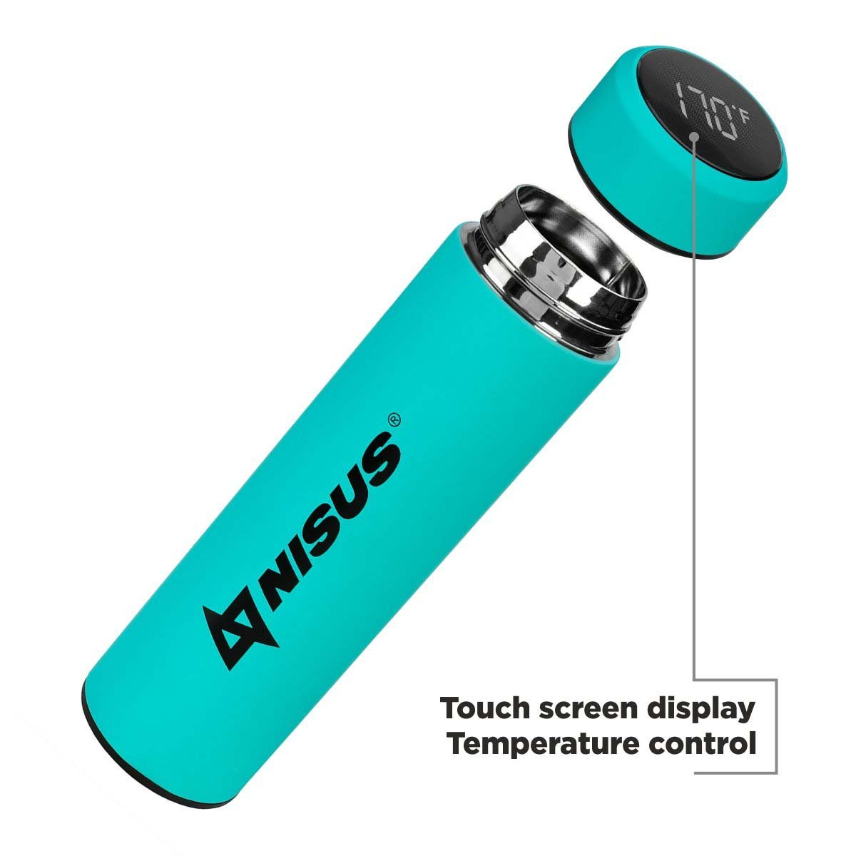 Stainless Insulated Water Bottle is equipped with a touch screen LED Temperature Display guaranteing temperature contro