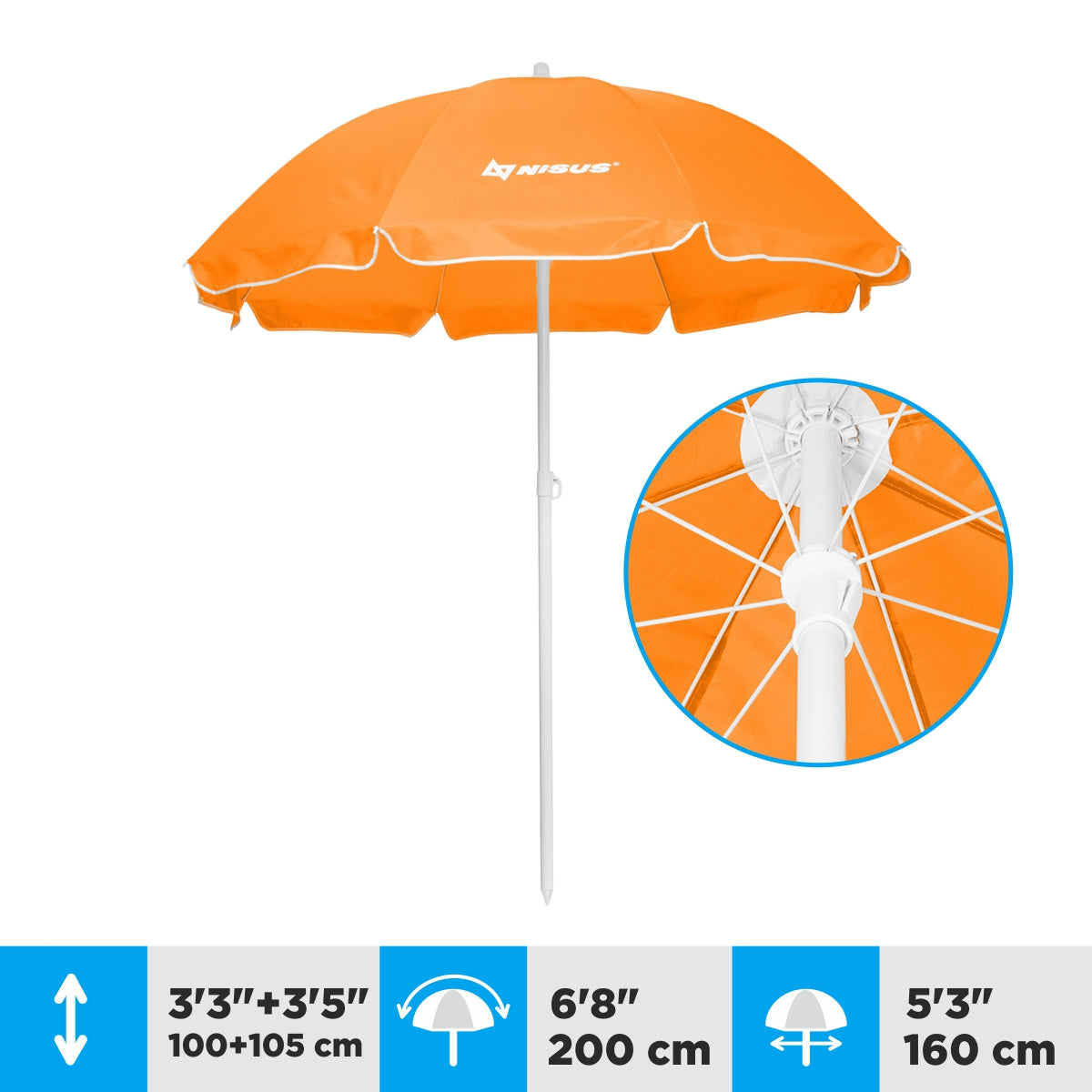 5 ft Orange Tilting Portable Beach Umbrella with Carry Bag