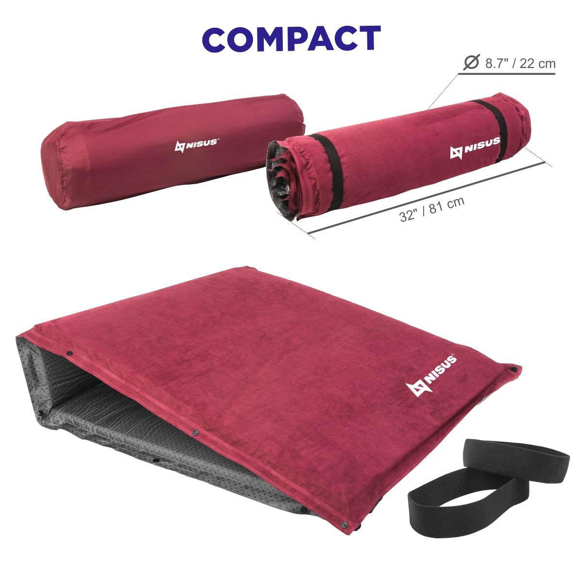 3-inch Self Inflating Camping Sleeping Pad is stored in a travel case