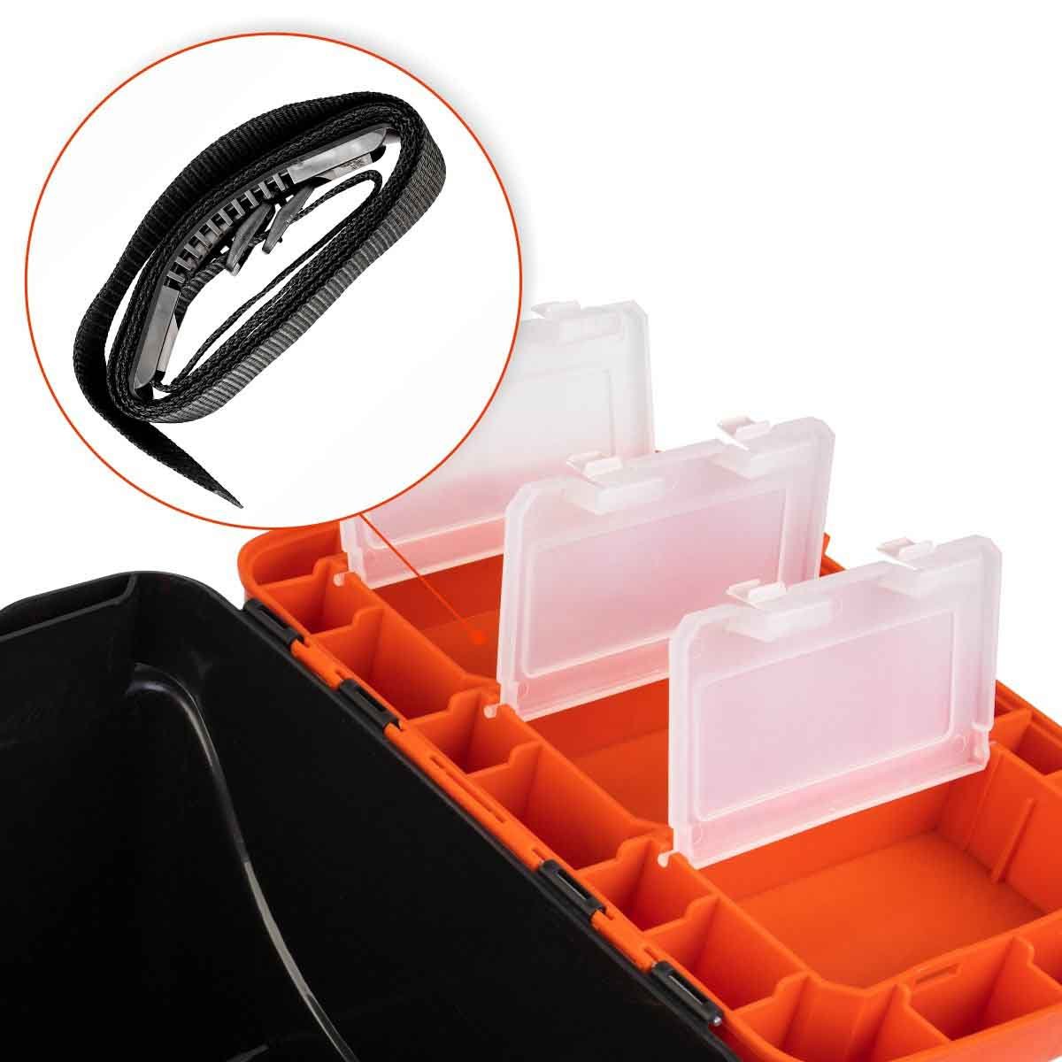 FishBox 10 liter Box for Ice Fishing is equipped with adjustable shoulder strap