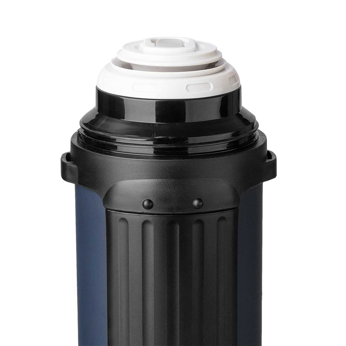 Blue Large Insulated Water Flask with Handle, and push button lid