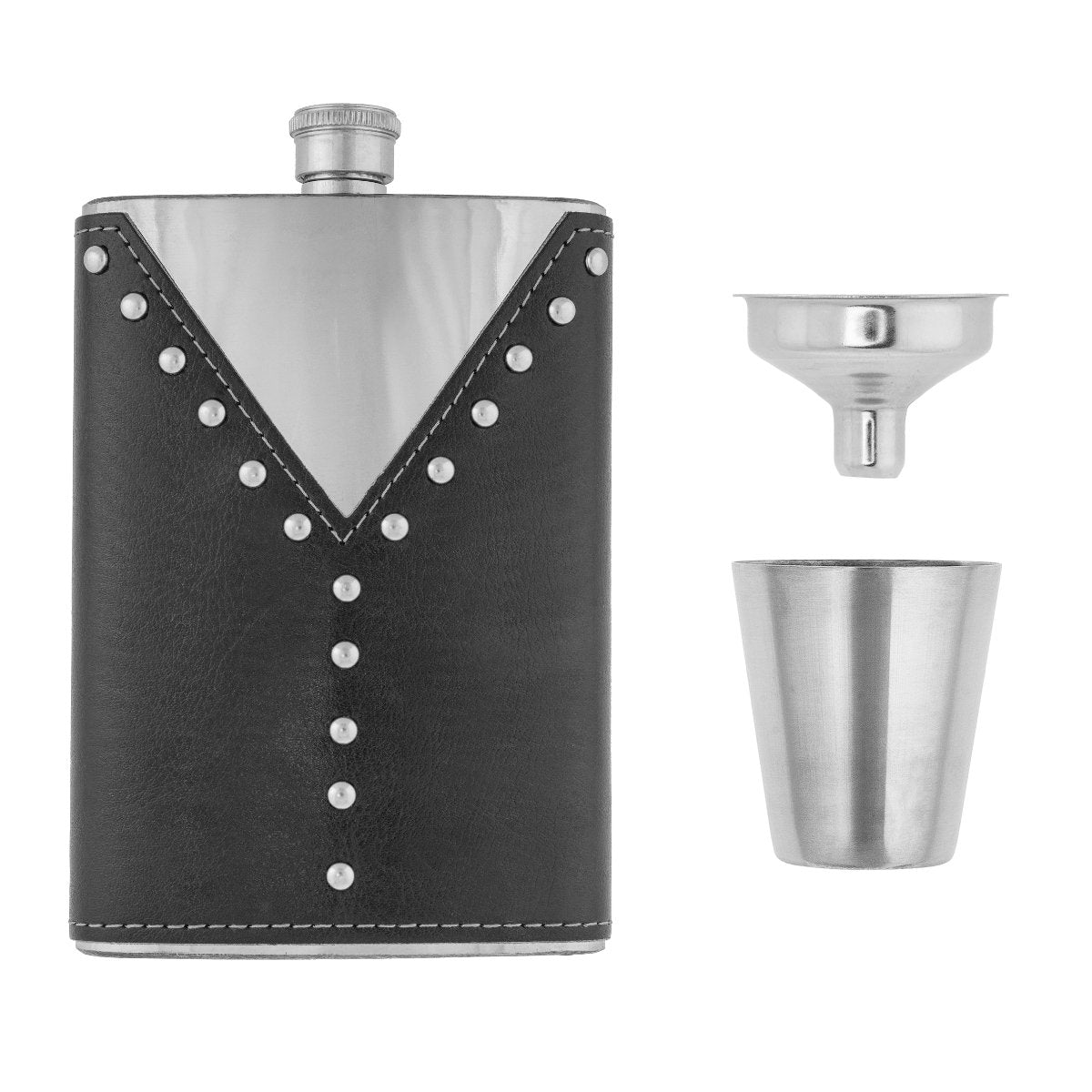 Stainless Steel Gift Set, 9 oz Hip Flask, Shot Glass and Funnel