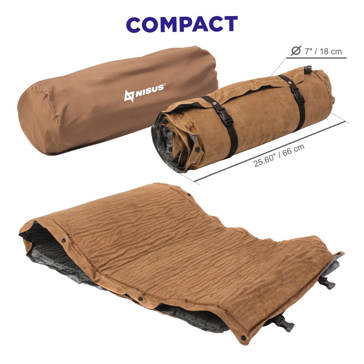 2-inch Lightweight Self Inflating Camping Sleeping Pad is stored in a travel case