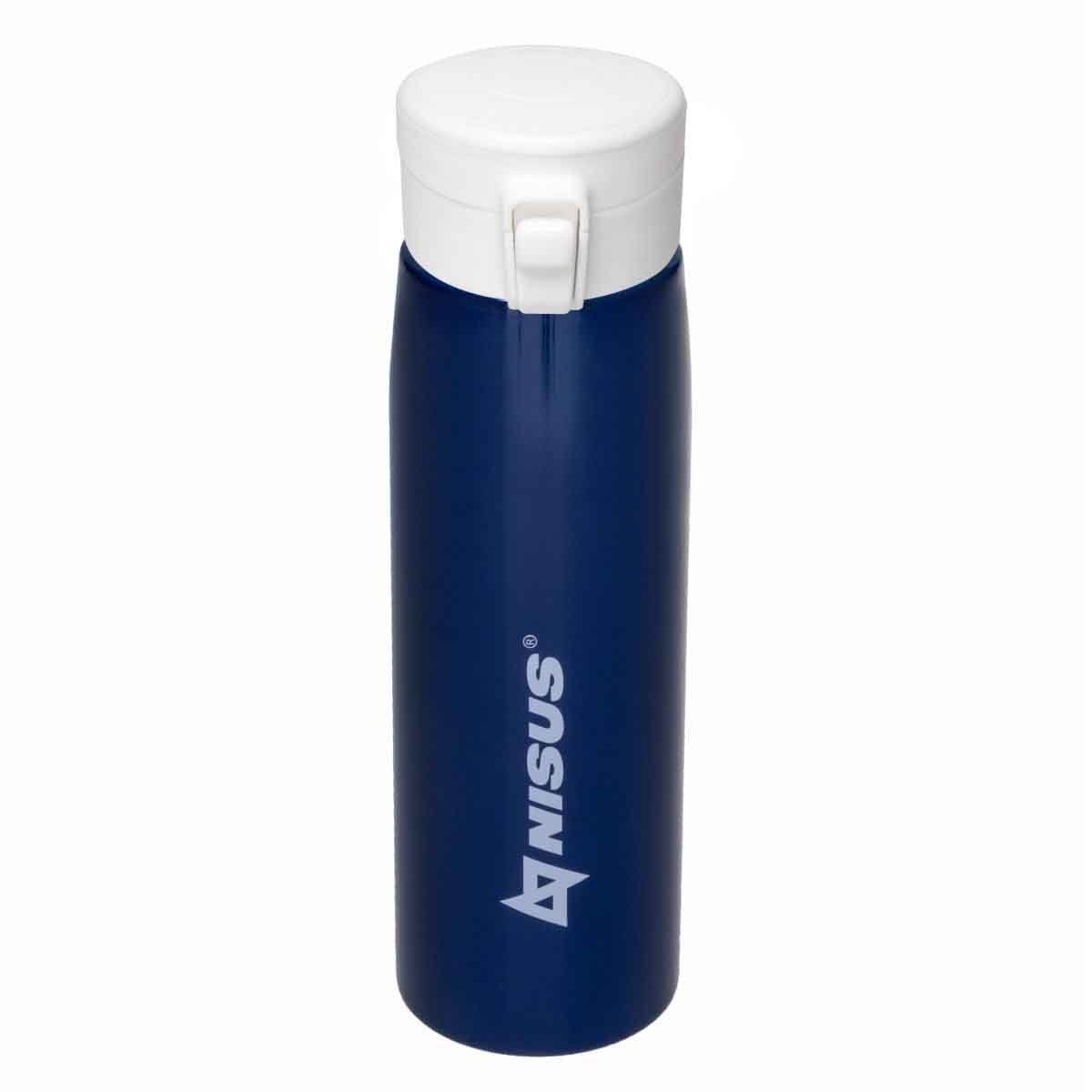 Push Button Lid Water Bottle, Stainless Steel, 16 oz, Blue