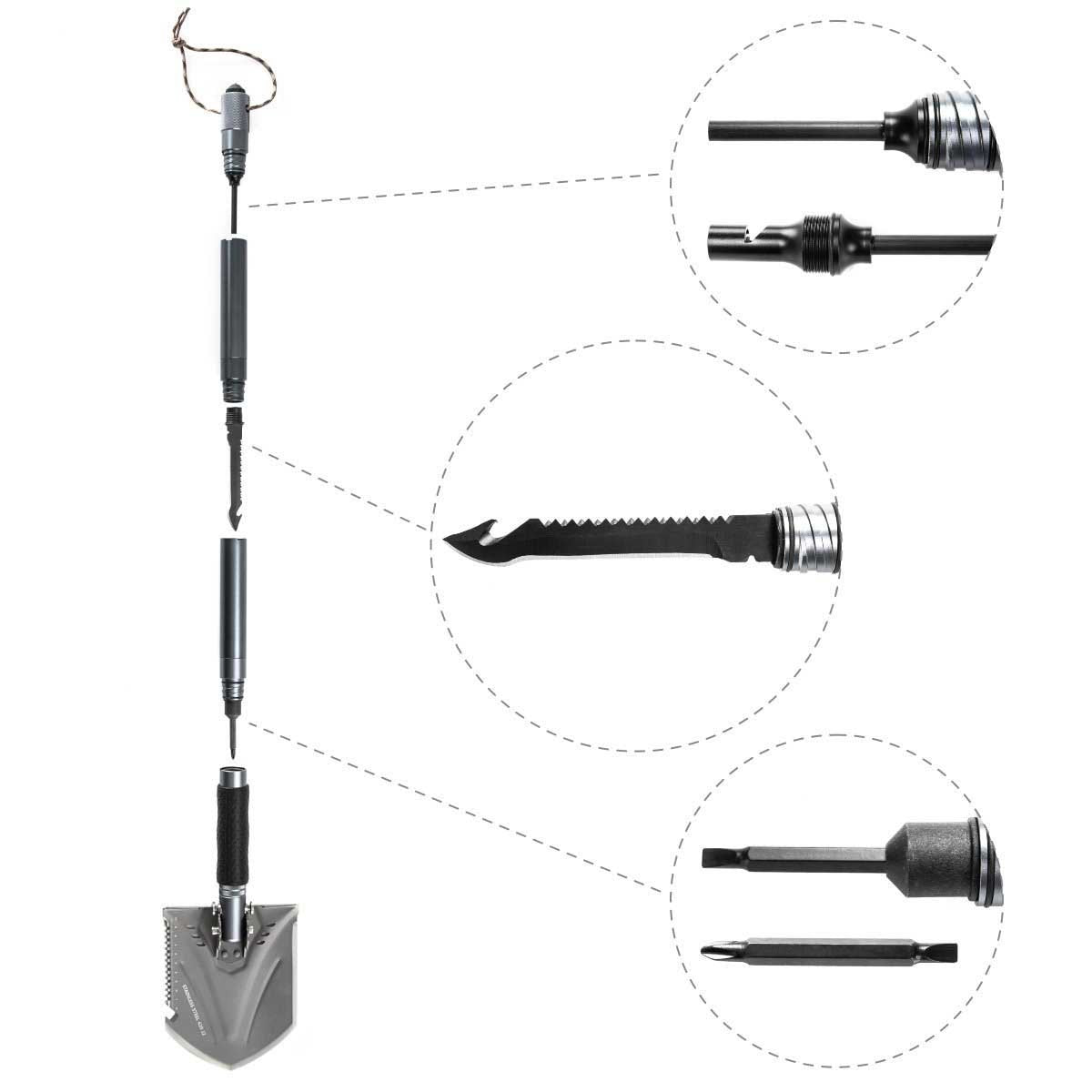 Multifunctional 29-inch Assembling Shovel Tool Set for Camping, Outdoor